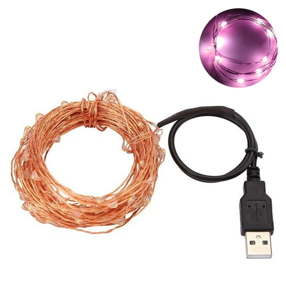 Yesbay 16ft 50 LED USB Copper Wire Fairy String Lights Garland Decoration,Pink