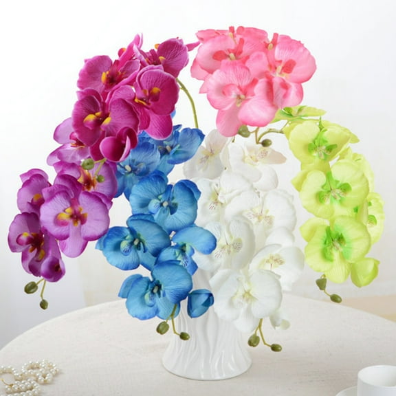 Yesbay 1Pc Artificial Flower Butterfly Orchid Garden DIY Wedding Party Desktop Decor,Blue
