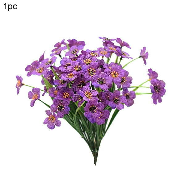Yesbay 1Pc Artificial Flower Romantic Wear-resistant Plastic Realistic 5 Branches Fake Orchid for Office,Purple