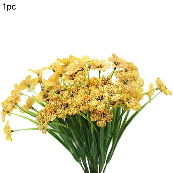 Yesbay 1Pc Artificial Flower Romantic Wear-resistant Plastic Realistic 5 Branches Fake Orchid for Office,Yellow