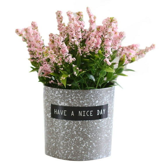 Yesbay 1Pc Fake Potted Flower Realistic Plastic Artificial Lavender Flower for Office Desktop Balcony Home Decor,Light Pink