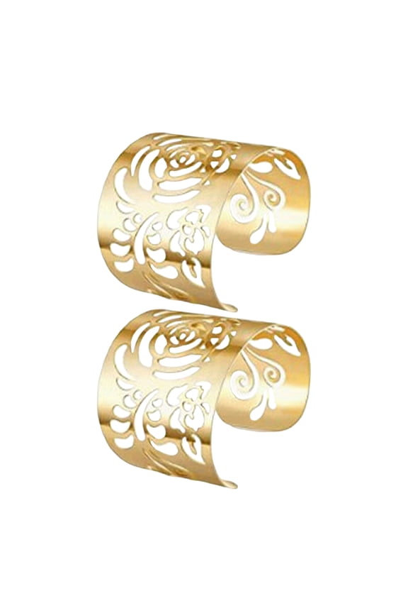 2 Pcs Adjustable Wide Opening Bracelet Individual Hollow Out Polished Metal Arm Cuff Cosplay Performance Sleeve Bracelet