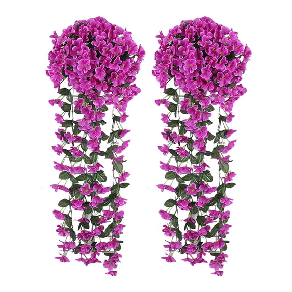 Yesbay 2 Pcs Faux Hanging Flowers Artificial Vines with Blooms Fake Hanging Plants Flowers for Home Wedding Garden Yard Decoration