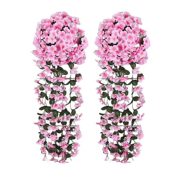 Yesbay 2 Pcs Faux Hanging Flowers Artificial Vines with Blooms Fake Hanging Plants Flowers for Home Wedding Garden Yard Decoration