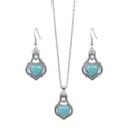 thumbnail image 1 of Yesbay 2 Pcs/Set Ethnic Style Faux Turquoise Necklace Earrings Set Women Shining Rhinestones Inlaid Pendant Necklace Hook Earrings Jewelry Set, 1 of 8