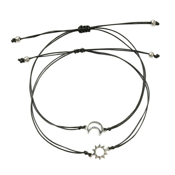 Yesbay 2 Pcs Unisex Moon Sun Style Adjustable Couple Bracelet Friend Gift Accessories