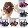 thumbnail image 1 of Yesbay 2 Pcs Women Elegant Flexible Rhinestone Flower Duckbill Hair Clip Hairpin Claw Gift 5#, 1 of 8