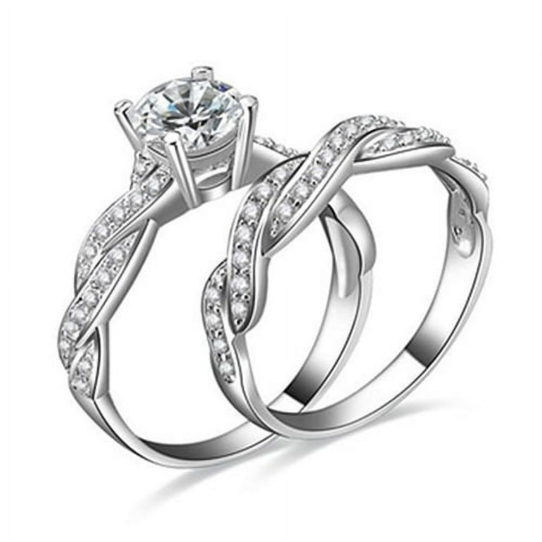 Yesbay Pcs Women's 925 Sterling Silver Rhinestone Engagement