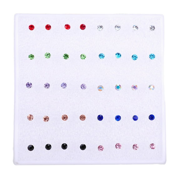 Yesbay 20 Pairs Women Ear Studs Set Shiny Cubic Zirconia Exquisite Concise Shining Multi-Color Decorative Stainless No Harm Zirconia Women Earrings Set for Daily Wear