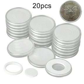 Yesbay 20Pcs 46mm Plastic Coin Holder Capsule Protector Case Collection Storage Box Clear