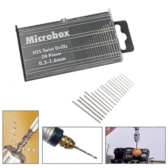 Yesbay 20Pcs Drill Bit Set Micro HSS Twist Drill Bits Mini Pin Precision Hand Tools