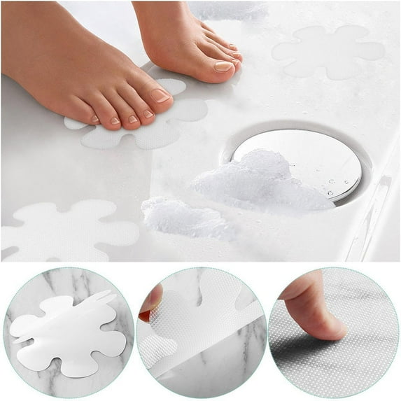 Yesbay 20Pcs Flower Non-Slip Bathtub Mat Stickers Mold Mildew Resistant Shower Pads,Clear