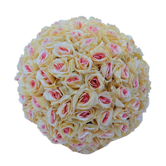 Yesbay 20cm Artificial Rose Silk Flower Ball Hanging Wedding Party Decor Centerpiece,Champagne
