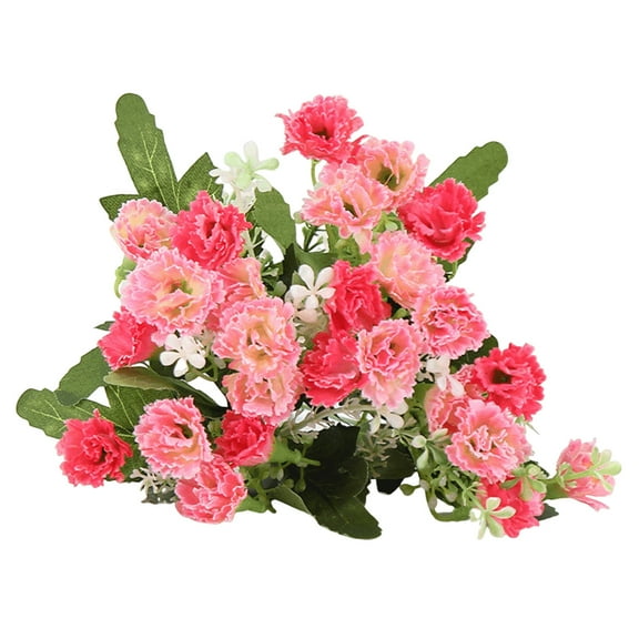 Yesbay 25 Heads Artificial Carnation with Leaf ,Fake Plants Blossom Silk Carnation Flower, Artificial Flowerfor Outdoor Wedding Home Decoration Outdoor
