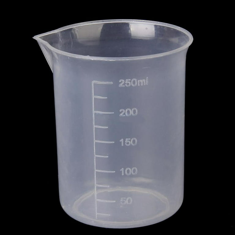 Yesbay 250ml Lab Laboratory Transparent Plastic Graduated Cylinder  Measuring Cup Beaker-Random