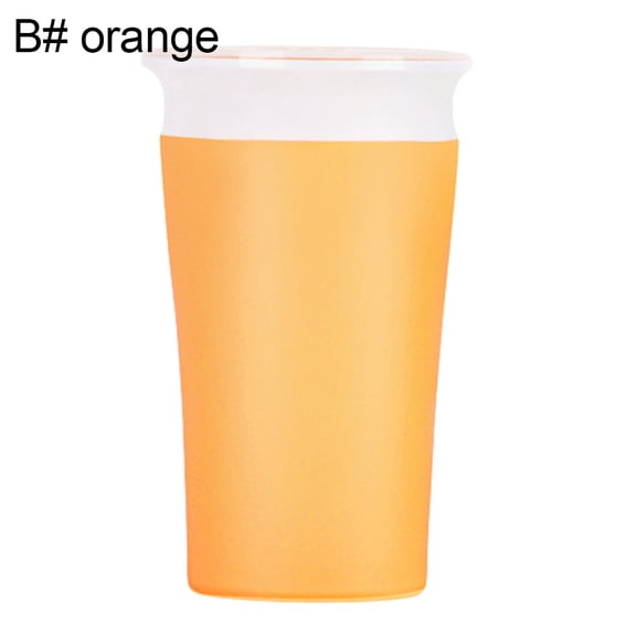 Yesbay 260ml 360 Rotary Baby Learning Drinking Cup Leakproof Feeding Bottle with Handle,Orange B