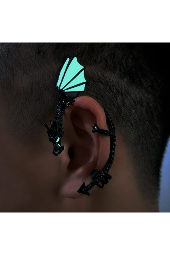 2Pc Women Punk Luminous Dragon Shape Ear Cuff Clip Earring No Piercing Jewelry