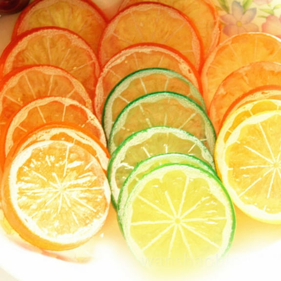 Yesbay 2Pcs Artificial Lemon Slices Lifelike Kitchen Decorative Fake Fruit Preschool Prop,Artificial Lemon Slices