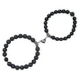 thumbnail image 1 of Yesbay 2Pcs Couples Bracelets Beaded Heart Men Women Frosted Stone Anti-fade Bangles for Girlfriend Boyfriend, 1 of 8