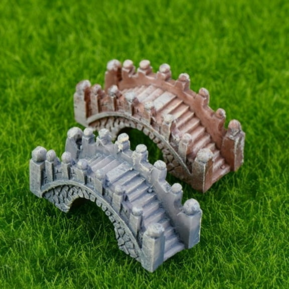 Yesbay 2Pcs Resin Bridge Miniature Landscape Ornament Garden Bonsai Dollhouse Decor,Resin Bridge Model
