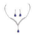 thumbnail image 1 of Yesbay 2Pcs/Set Jewelry Set Water Drop Design Shiny Necklace Dangle Earrings Set Luxurious Sparkling Necklace Earrings Set, 1 of 7