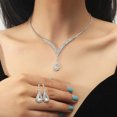 thumbnail image 1 of Yesbay 2Pcs/Set Jewelry Set Water Drop Design Shiny Necklace Dangle Earrings Set Luxurious Sparkling Necklace Earrings Set, 1 of 8