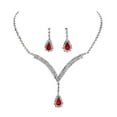 thumbnail image 1 of Yesbay 2Pcs/Set Jewelry Set Water Drop Design Shiny Necklace Dangle Earrings Set Luxurious Sparkling Necklace Earrings Set, 1 of 6