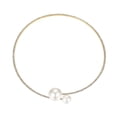 thumbnail image 1 of Yesbay 2Pcs/Set Women Elegant Jewelry Set Shiny Rhinestones Faux Pearls Adjustable Open Collar Necklace Bangle Set, 1 of 8