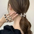 thumbnail image 1 of Yesbay 3 Pcs Hair Tie Korean Style Shining Rhinestone Faux Pearls Decor Braided Elastic Hair Rope Hair Accessories, 1 of 7