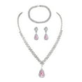 thumbnail image 1 of Yesbay 3 Pcs/Set Women Jewelry Set Necklace Bracelet Earrings Prom Wedding Party Bride Water Drop Dangle Earrings s Neck Jewelryy, 1 of 8