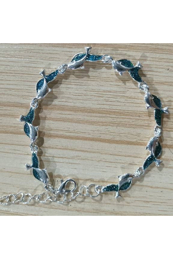 3 Pcs Women Dolphin Charm Chain Bracelet Banquet Party Jewelry Birthday Gift-Red