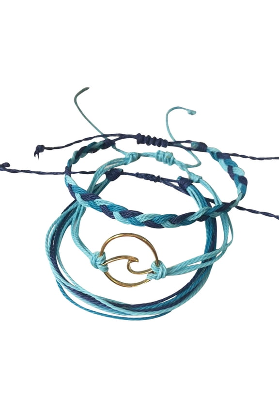 3 Pcs Women Summer Beach Sea Wave Strand Bracelet Adjustable Bangle Jewelry Gift