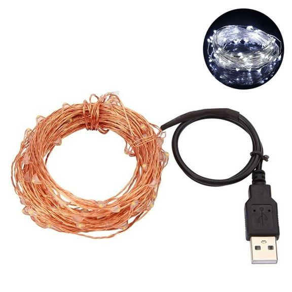 Yesbay 32ft 100 LED USB Copper Wire Fairy String Lights Garland Decoration,White