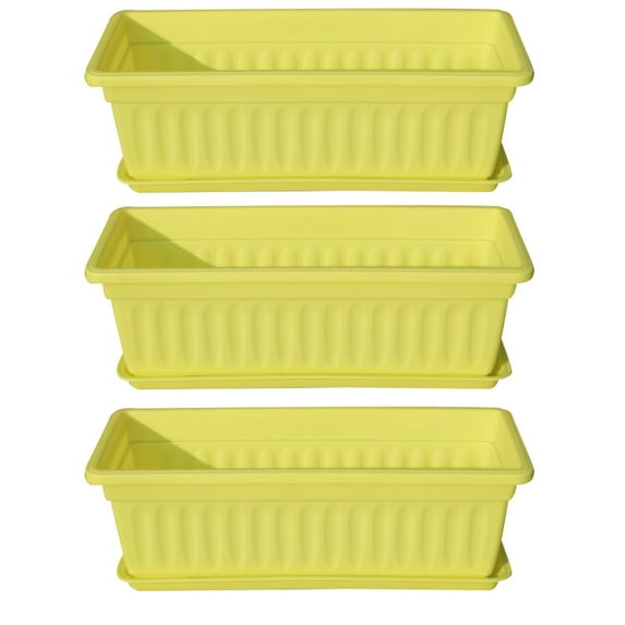 Yesbay 3Pcs Balcony Garden Rectangular Vegetable Flower Planter Resin Box Planting Pot,Yellow 44x19x14cm