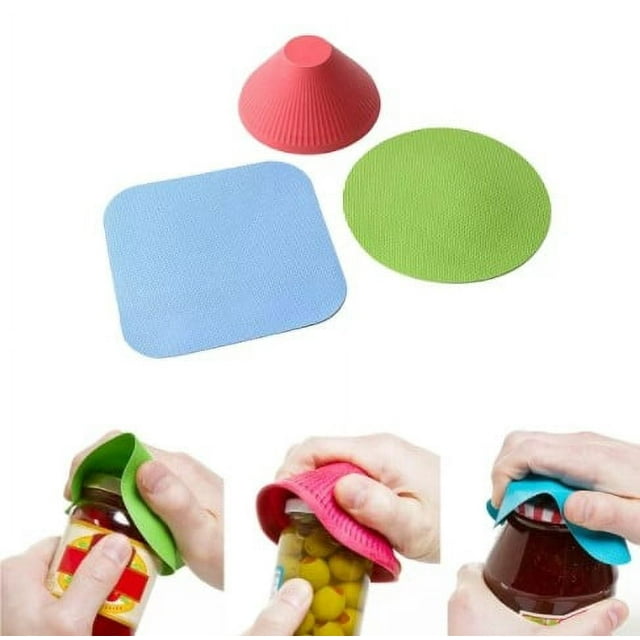 Yesbay 3Pcs Manual Rubber AntiSkid Round Gripper Pad Bottle Cap Kitchen Jar Opener