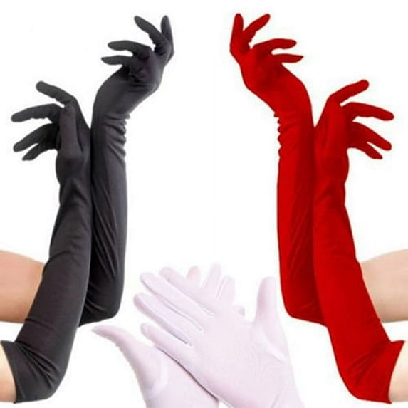 Yesbay 4 Pair Women Long Gloves Opera Wedding Bridal Evening Party Glove-White