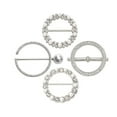 thumbnail image 1 of Yesbay 4 Pcs Clothes Corner Knotted Buttons Round Circle Shape Faux Pearl Rhinestone Decor Scarf Ring Clips T-shirt Ties Clips Shirt Tighten Clips, 1 of 8