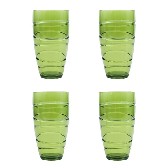 Yesbay 4 Pcs Plastic Tumblers Set Reusable Tumbler Glasses with Swirl Design Stackable Water Cups for Garden Picnics Camping BBQs Parties