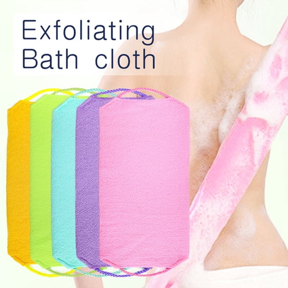 Yesbay 4 Pcs Stretchable Body Exfoliating Neck Back Scrubber Shower Bath Cloth Tool Washcloth,Blue