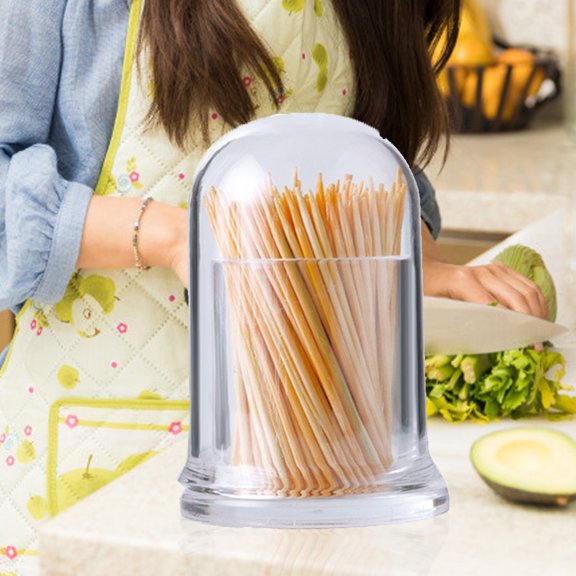 Yesbay 4 Pcs Toothpick Bottle Elegant Clean Cylindrical Shape Non-toxic Toothpick Holder For Home,Transparent