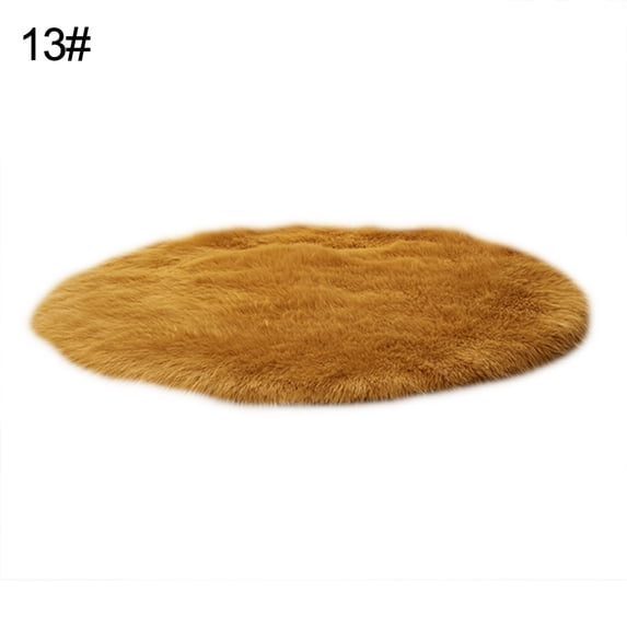 Yesbay 45cm Floor Round Soft Fluffy Seating Chair Sofa Rug Carpet Cover Cushion,Yellow Camel