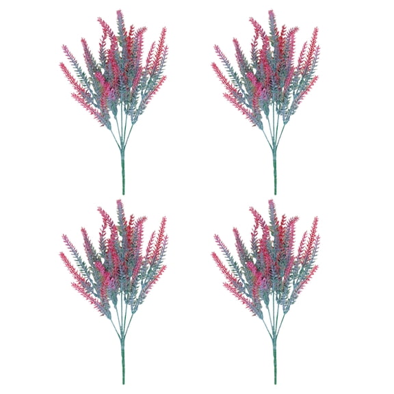 Yesbay 4 Pcs Artificial Lavender 5 Fork Fake Plastic Flower Home Wedding Party Table Centerpiece Faux Bloom Decoration