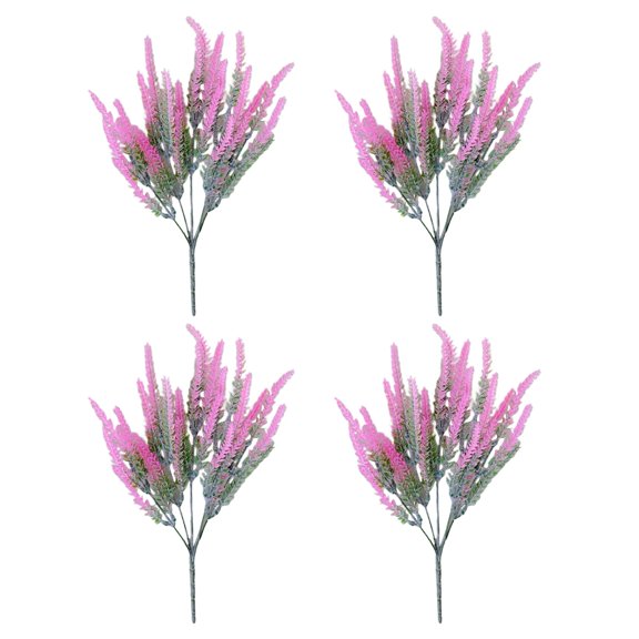 Yesbay 4Pcs Artificial Lavender 5 Fork Plastic Flower Home Wedding Party Table Centerpiece