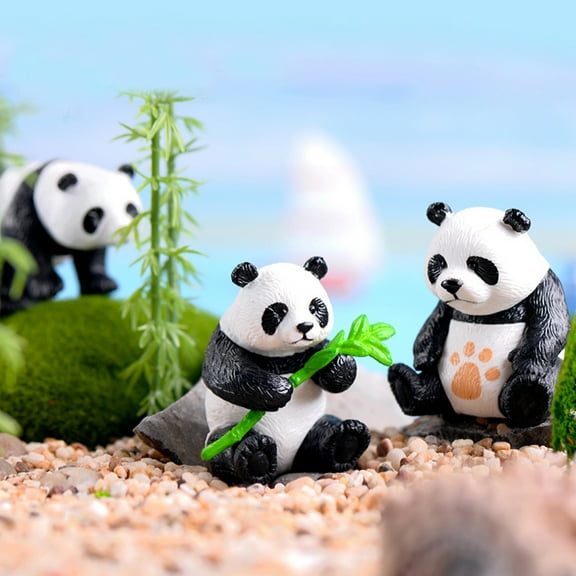 Yesbay 4Pcs Panda Miniature Animal Landscape Garden Dollhouse DIY Ornament