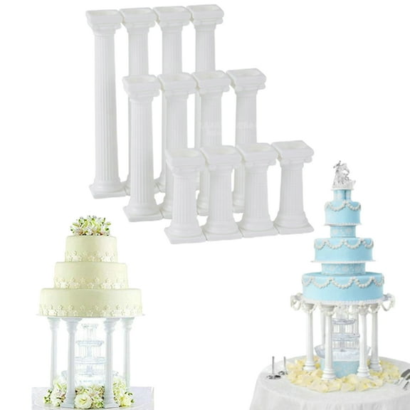 Yesbay 4Pcs/Set Cake Rods Reusable Plastic Delicate Cake Standing Grecian Pillars Gathering Supplies