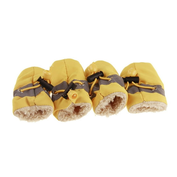 Yesbay 4Pcs/Set Dog Cat Winter Dog Shoes,Warm Rain Boots Protective Pet Sports Anti-Slip Shoes For Small Cats Puppy Dogs Socks Booties,Warm Yellow