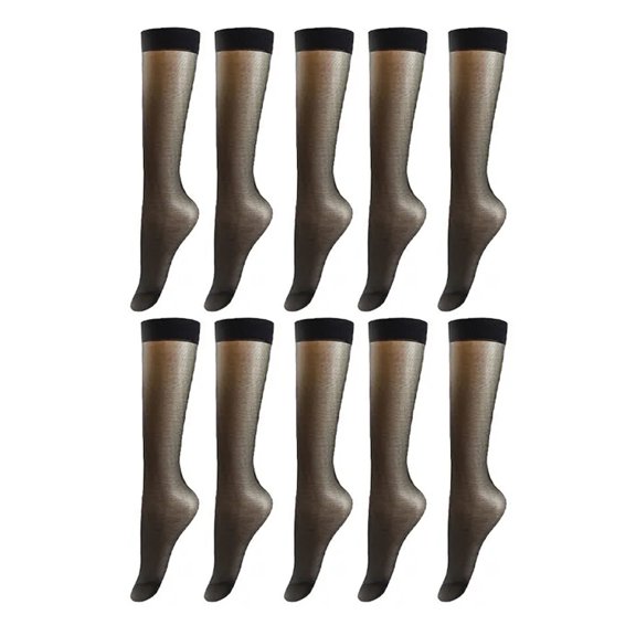 Yesbay 5 Pairs Women Stockings Ultra-thin See-through High Elasticity Anti-slip Soft Breathable Quick Dry Lady Calf Length Long Socks