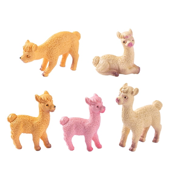 Yesbay 5 Pcs Alpaca Miniatures Mini Alpaca Figurines Collectible Miniature Animal Statues for Fairy Garden Micro Landscape DIY Craft