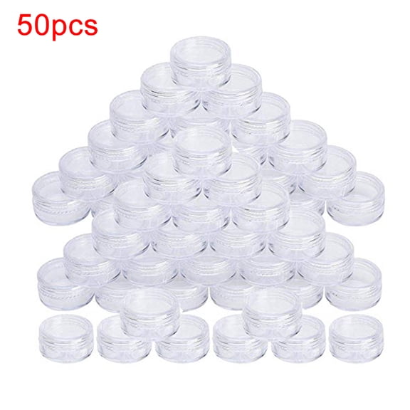 Yesbay 50Pcs/Set 5g Plastic Creams Makeup Transparent Empty Cosmetic Jar Storage Bottle
