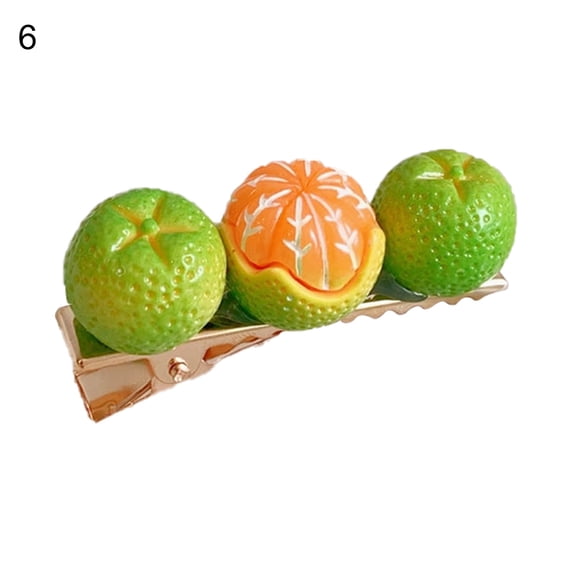 Yesbay 5Pcs Hair Clips Trendy Orange Fruits Girl Hair Barrette for Party